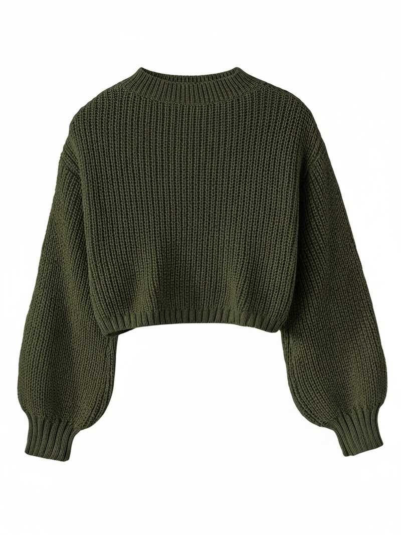 Women's Cropped Crew Neck Sweater