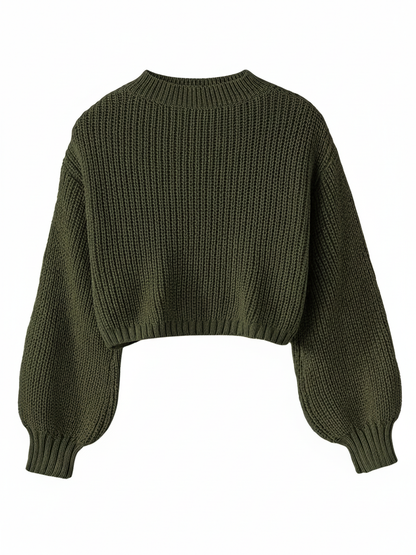 Women's Cropped Crew Neck Sweater