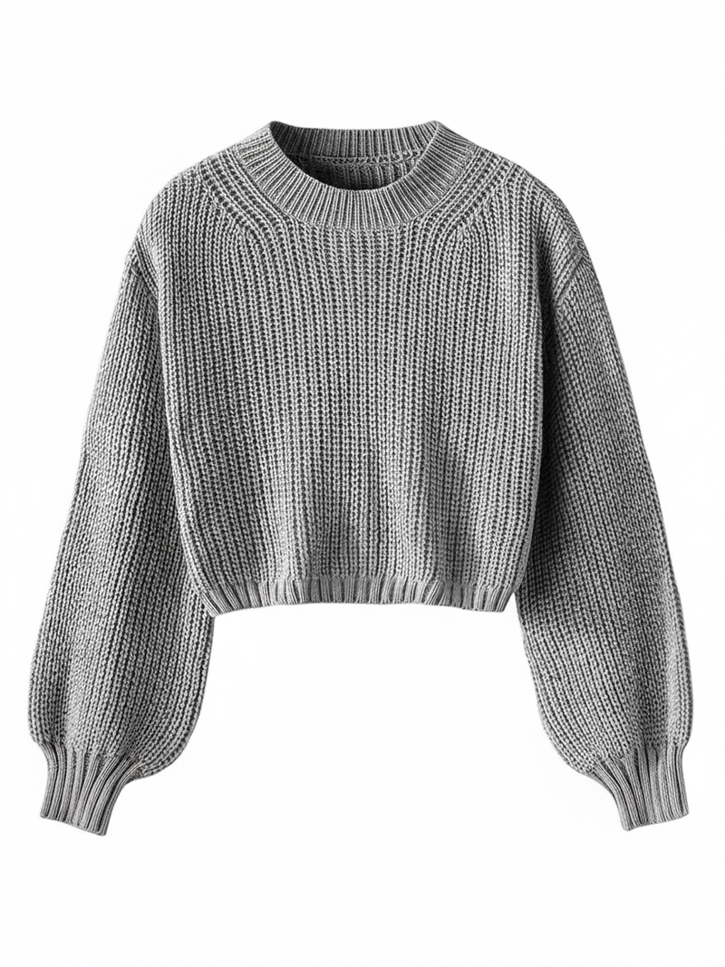 Women's Cropped Crew Neck Sweater