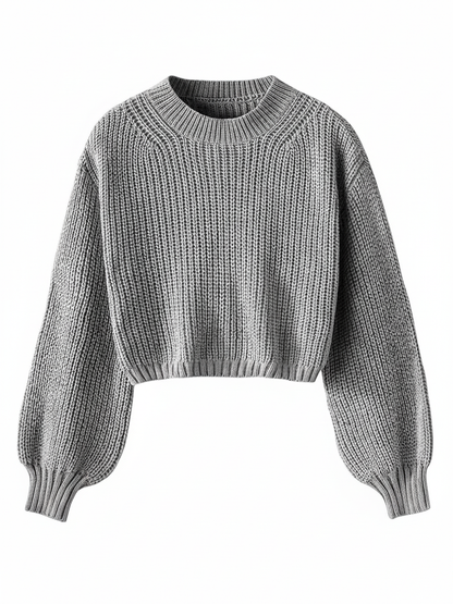 Women's Cropped Crew Neck Sweater