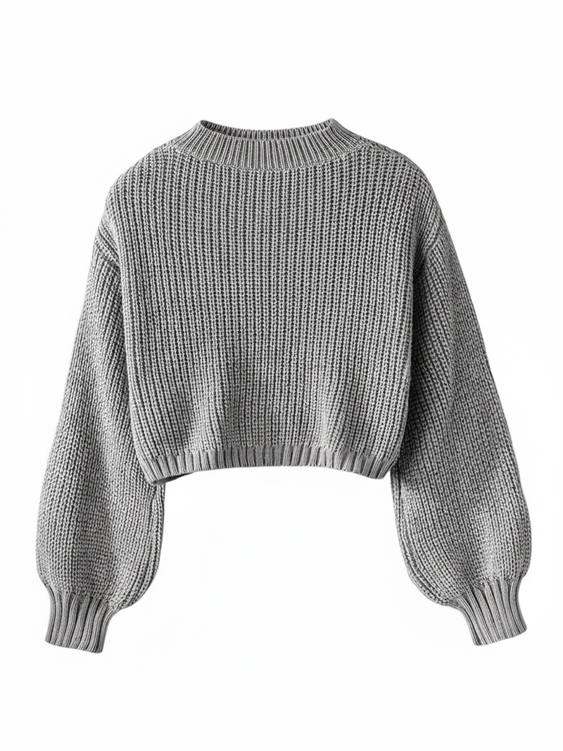Women's Cropped Crew Neck Sweater