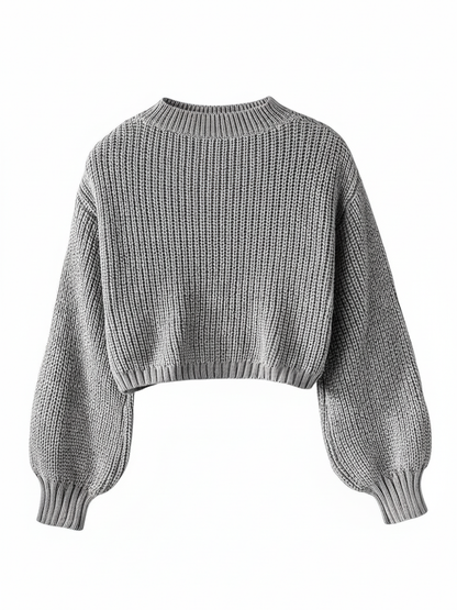 Women's Cropped Crew Neck Sweater