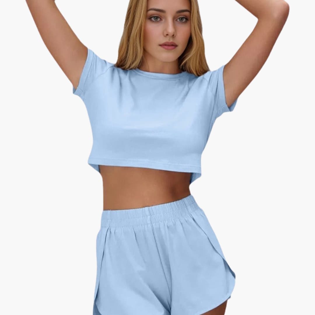 Women's Cropped Lounge Set 2-Piece T-Shirt Shorts - Vonnera