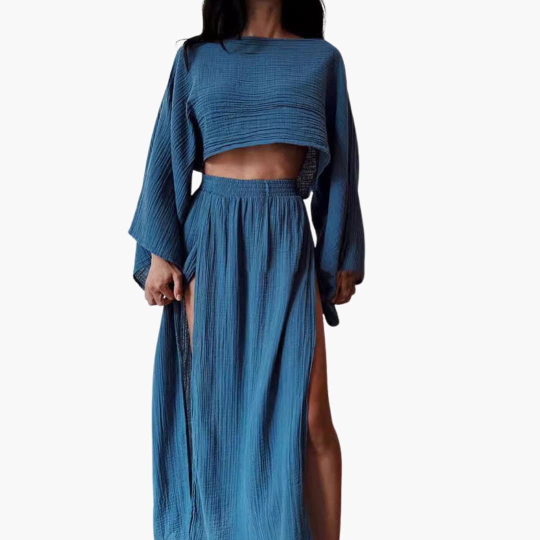 Women's Two-Piece Cropped Maxi Skirt Set - Vonnera