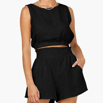 Women's Two-Piece Drawstring And Shorts Set