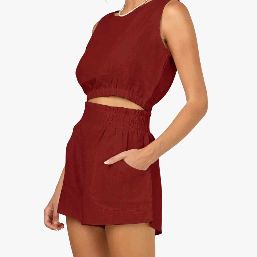 Women's Two-Piece Drawstring And Shorts Set
