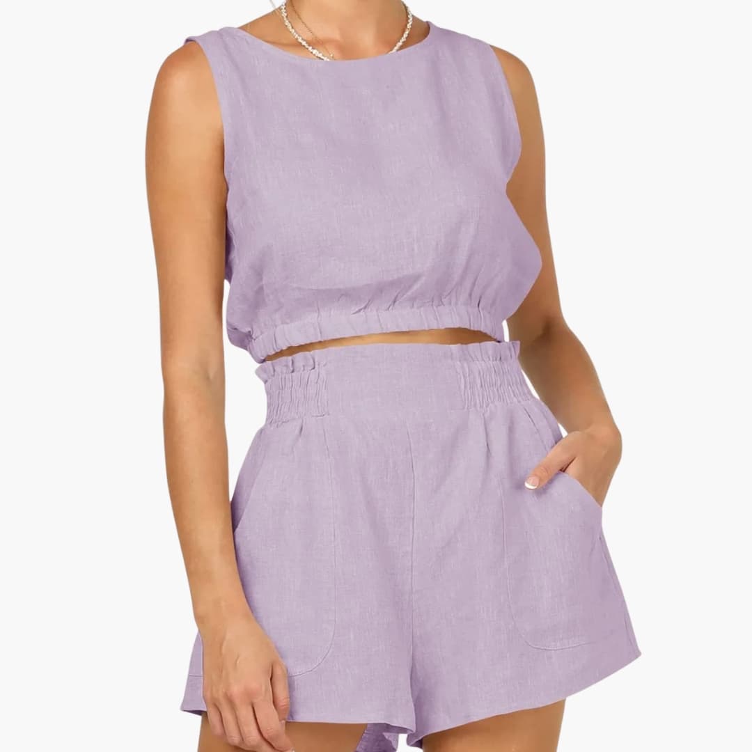 Women's Two-Piece Drawstring And Shorts Set