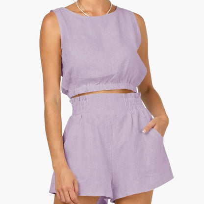 Women's Two-Piece Drawstring And Shorts Set
