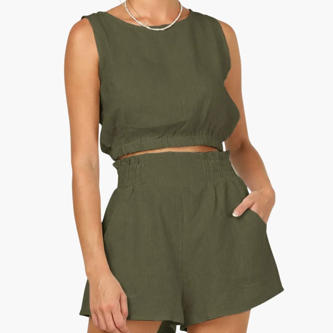 Women's Two-Piece Drawstring And Shorts Set