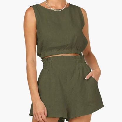 Women's Two-Piece Drawstring And Shorts Set