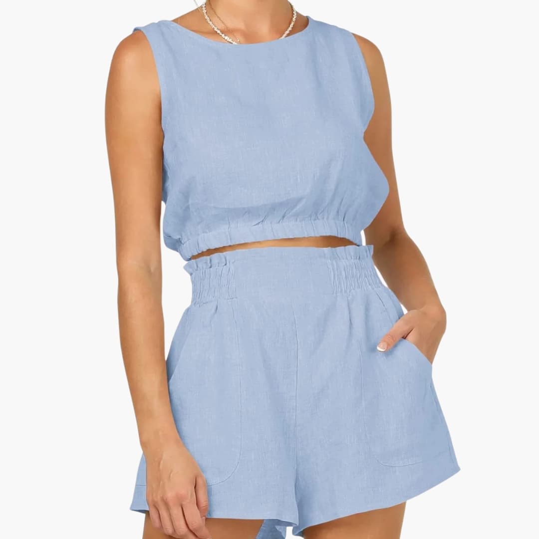 Women's Two-Piece Drawstring And Shorts Set