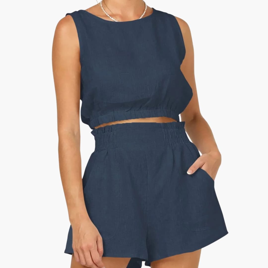 Women's Two-Piece Drawstring And Shorts Set