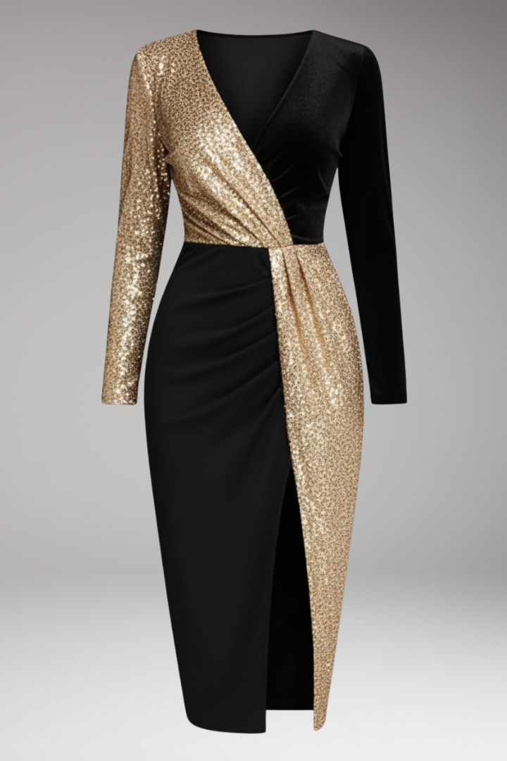 Women's Glitter Dress Festive Golden - Vonnera