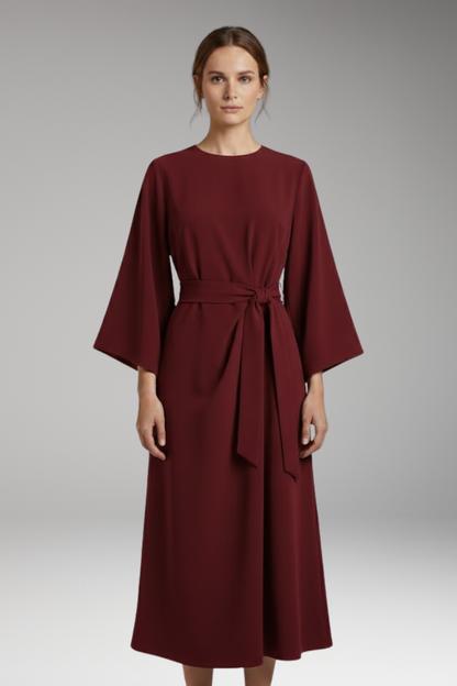 Women's Lantern Sleeve Dress with Belt