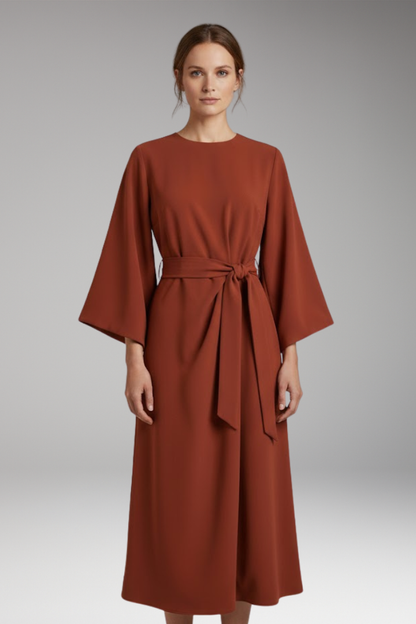 Women's Lantern Sleeve Dress with Belt