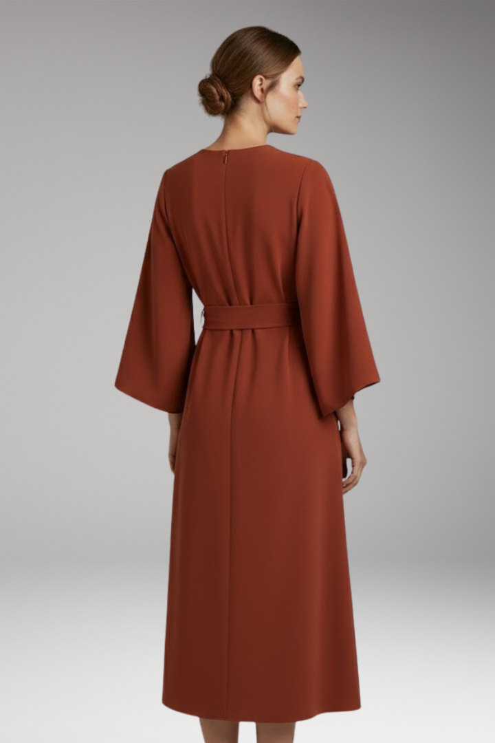 Women's Lantern Sleeve Dress with Belt