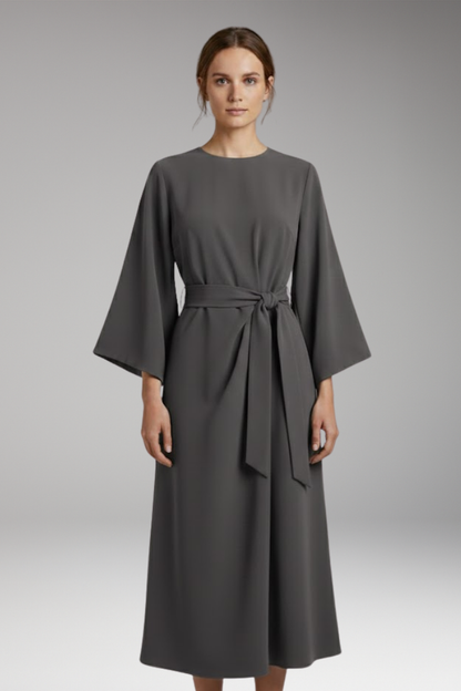 Women's Lantern Sleeve Dress with Belt