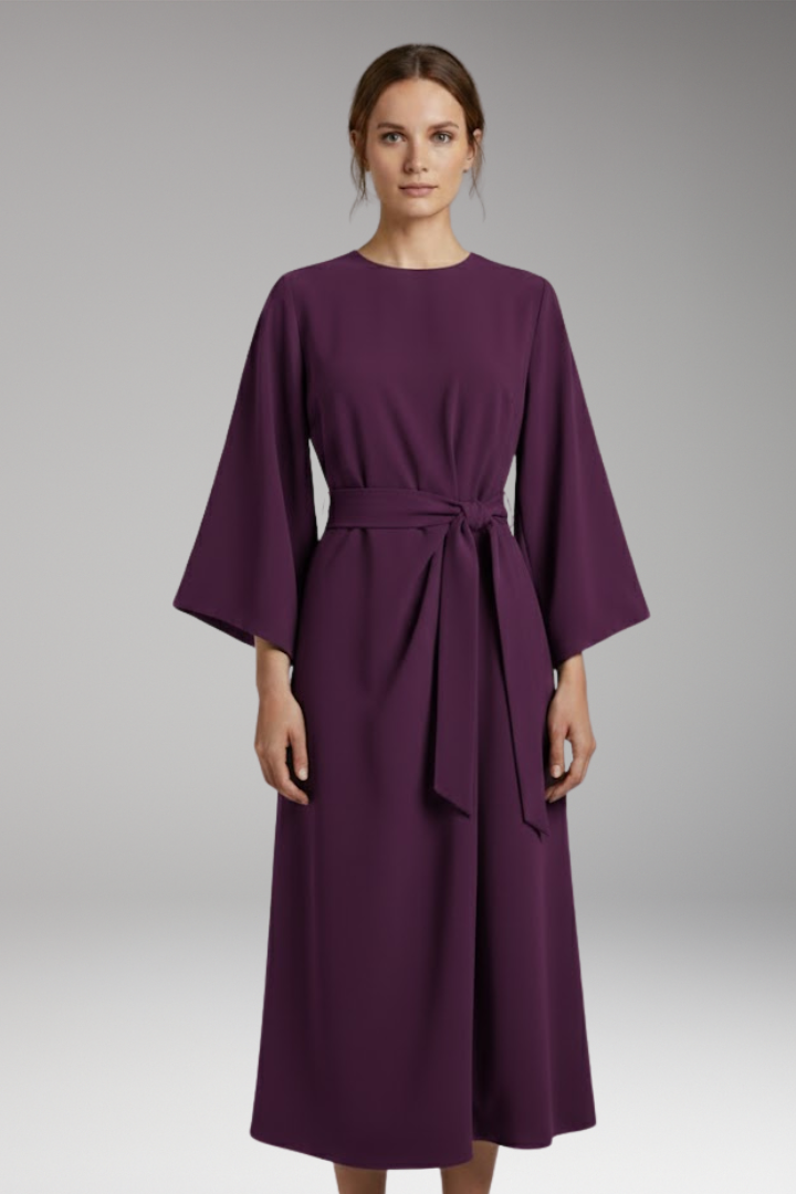 Women's Lantern Sleeve Dress with Belt