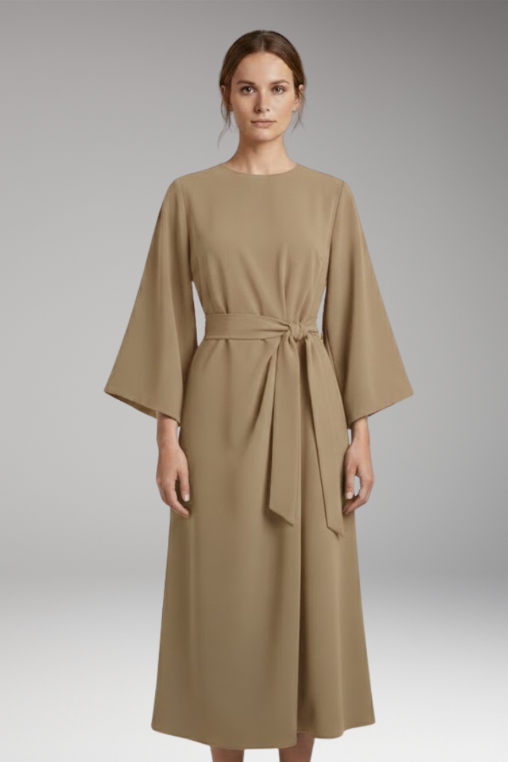 Women's Lantern Sleeve Dress with Belt