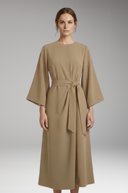 Women's Lantern Sleeve Dress with Belt