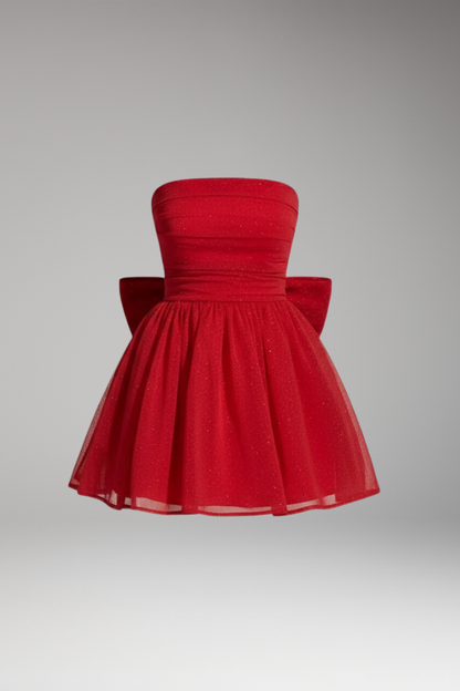 Women's Shimmer Dress with Large Bow - Vonnera