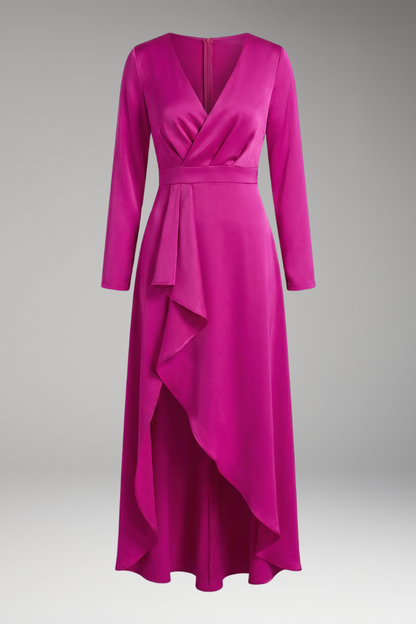 Women's V-Neck Asymmetrical Dress - Vonnera