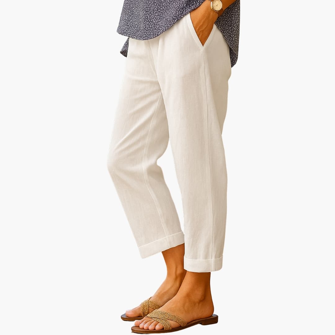Women's Elastic Waist Pants With Pockets - Vonnera