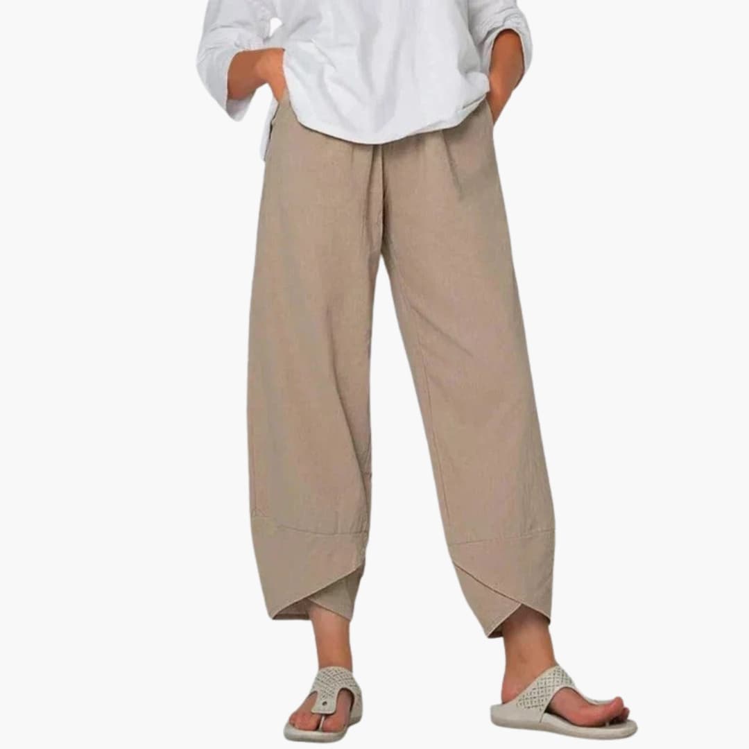 Women's Elastic Waist Trousers Full-Length Pants - Vonnera