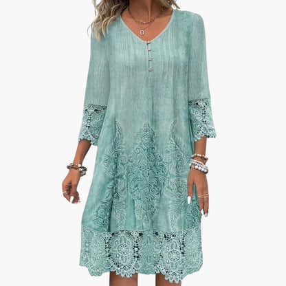 Women's Short Sleeve Embroidered Midi Dress