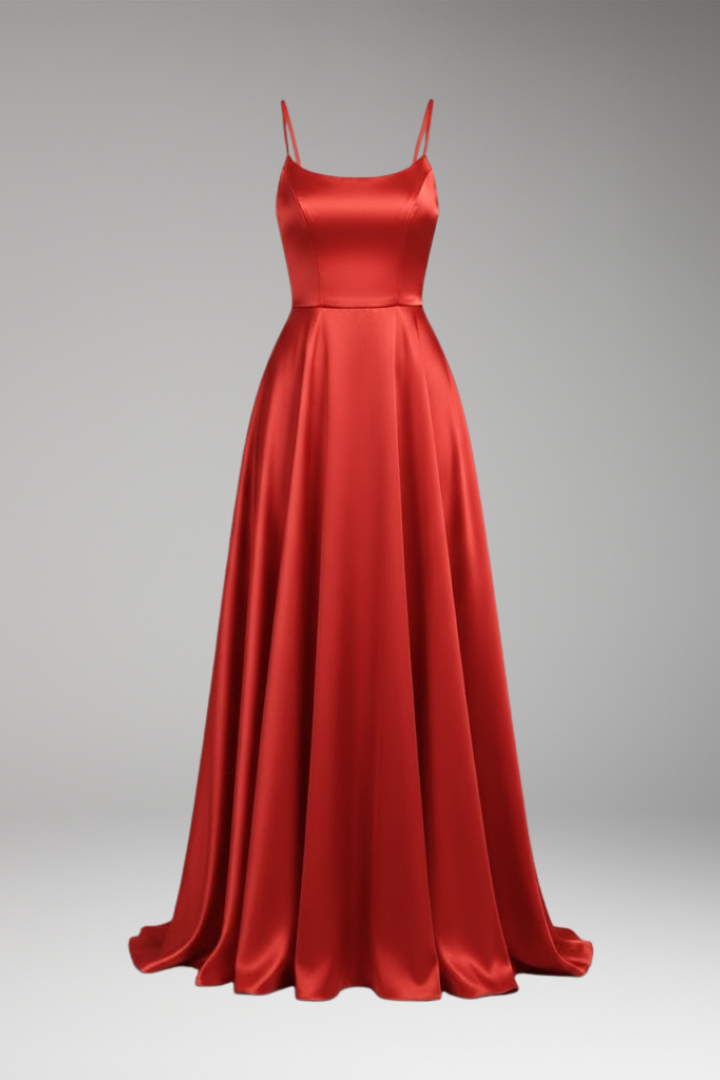 Women's U-Neck Spaghetti Strap Evening Dress - Vonnera