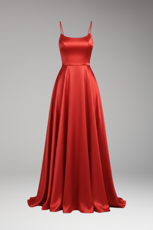 Women's U-Neck Spaghetti Strap Evening Dress - Vonnera