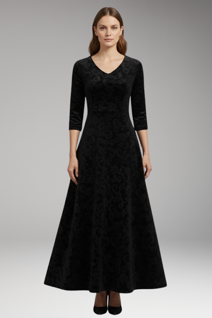 Women's Velvet Flared Dress Figure-Flattering Cut