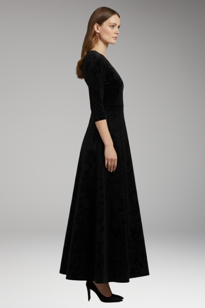 Women's Velvet Flared Dress Figure-Flattering Cut