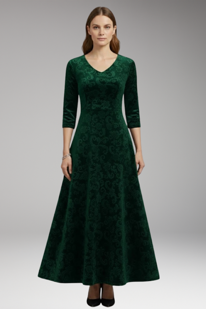 Women's Velvet Flared Dress Figure-Flattering Cut