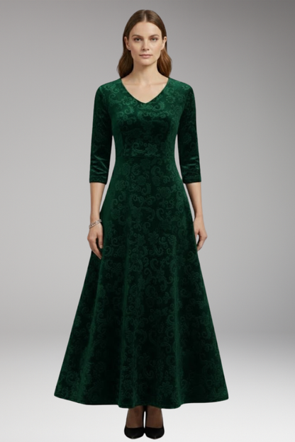 Women's Velvet Flared Dress Figure-Flattering Cut