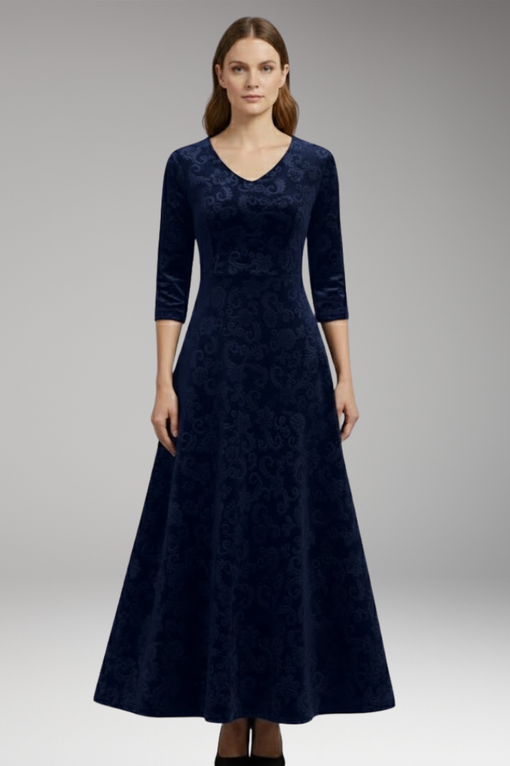 Women's Velvet Flared Dress Figure-Flattering Cut