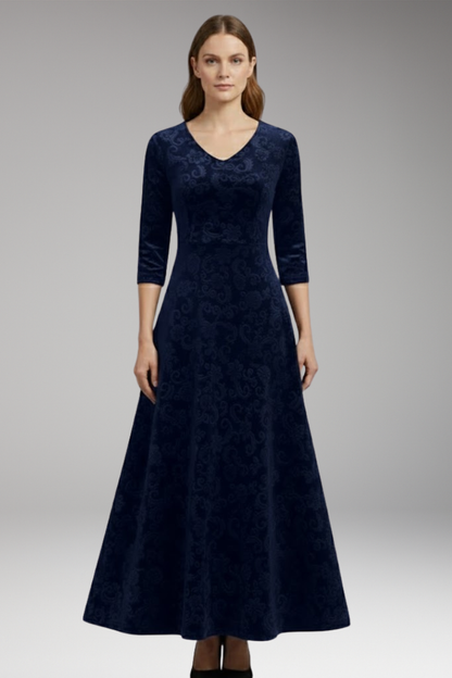 Women's Velvet Flared Dress Figure-Flattering Cut