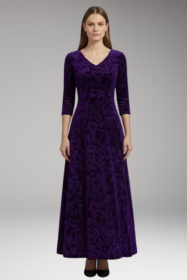 Women's Velvet Flared Dress Figure-Flattering Cut