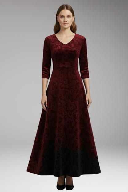 Women's Velvet Flared Dress Figure-Flattering Cut
