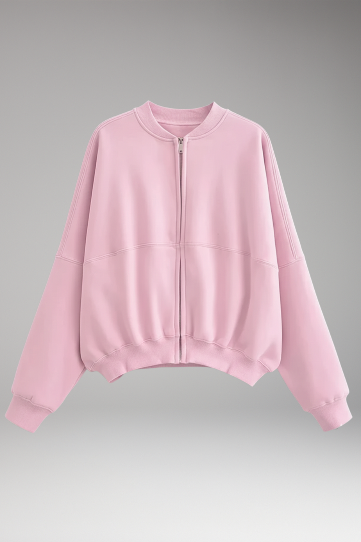 Women's Fleece Bomber Jacket Front Zipper - Vonnera