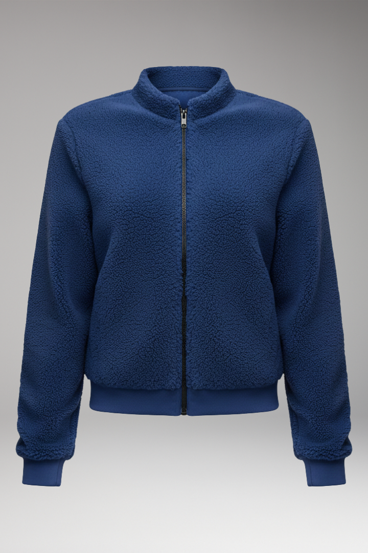 Women's Fleece Bomber Jacket Elastic Cuffs - Vonnera