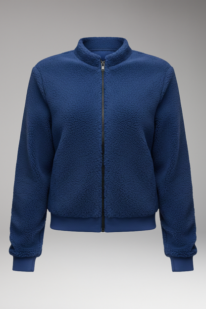 Women's Fleece Bomber Jacket Elastic Cuffs - Vonnera