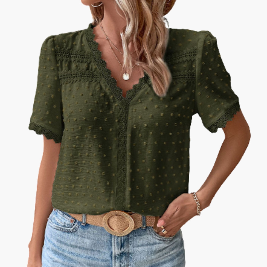 Women Floral Lace Blouse Sheer Panels