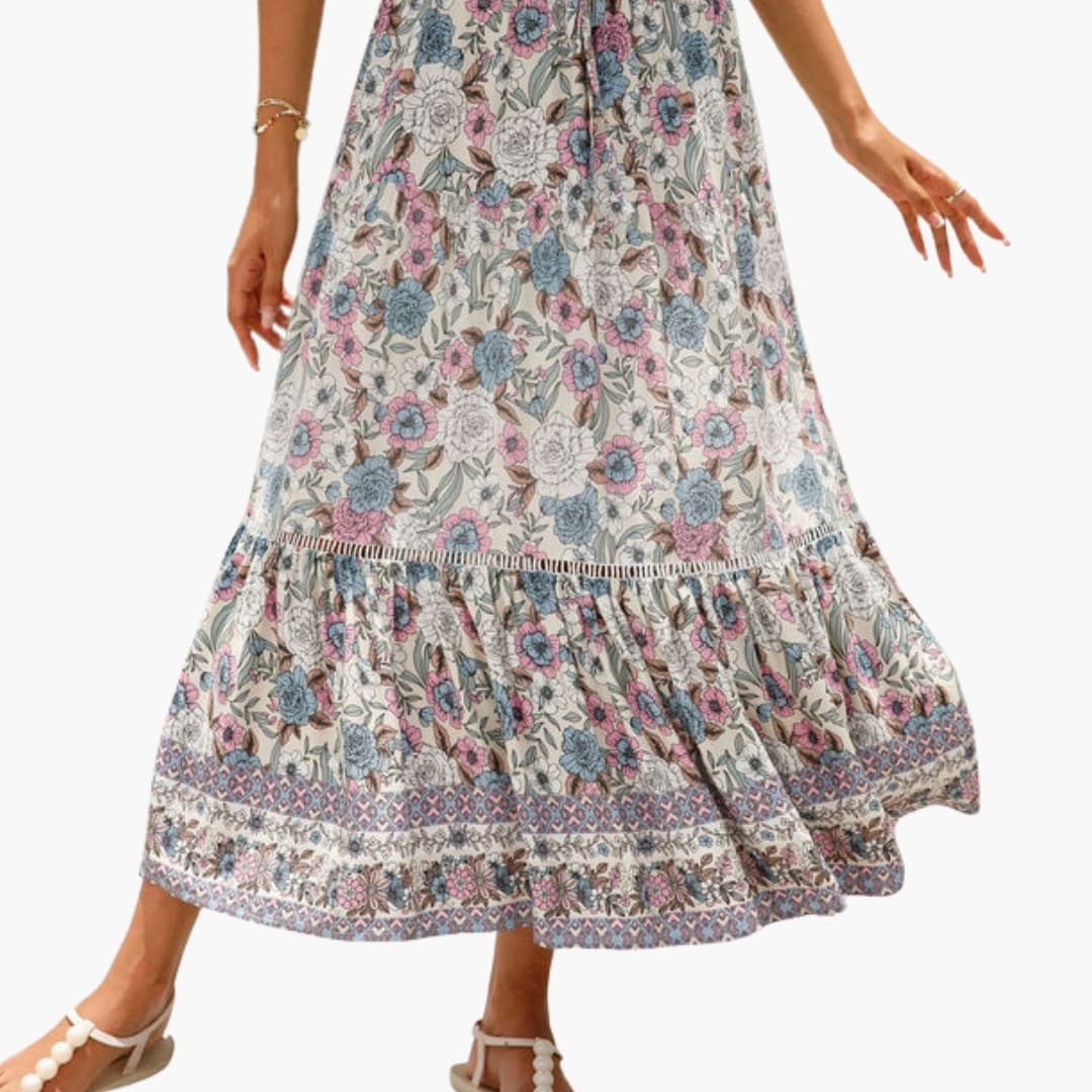 Women's Floral Midi Skirt Elastic Waist - Vonnera