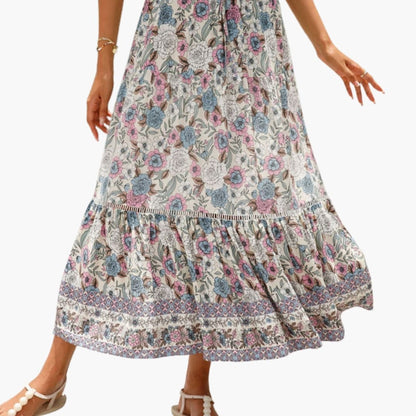 Women's Floral Midi Skirt Elastic Waist - Vonnera