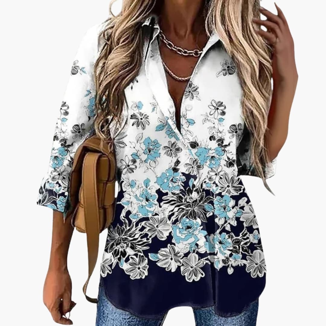 Women's Floral Woven Blouse 3/4 Sleeve