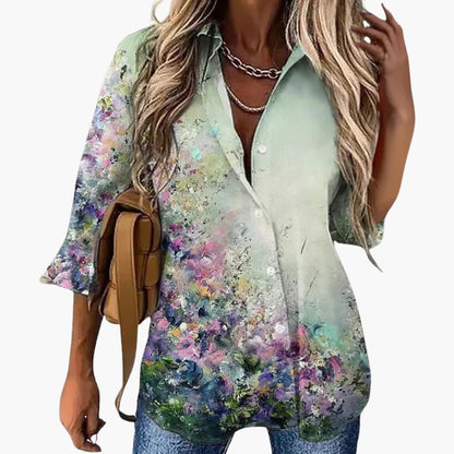 Women's Floral Woven Blouse 3/4 Sleeve