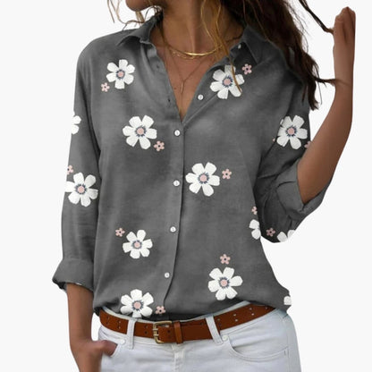 Women's Floral Long Sleeve Blouse Cotton - Vonnera