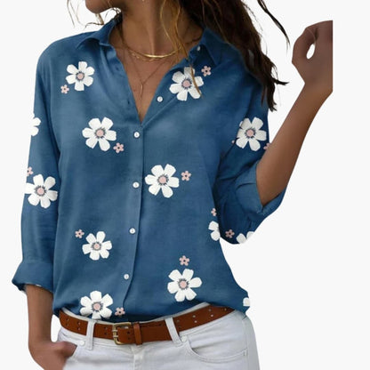 Women's Floral Long Sleeve Blouse Cotton