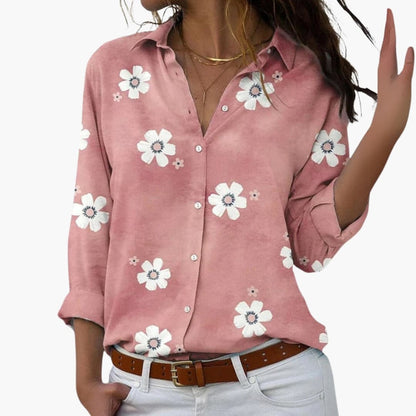 Women's Floral Long Sleeve Blouse Cotton